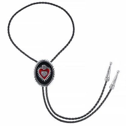 GelConnie Bolo Tie for Women Heart Cowboy Necktie Flower Gothic Mens Bolo Ties Bolero Necklace Red Western Ties for Men - color: Black Heart Bolo Tie