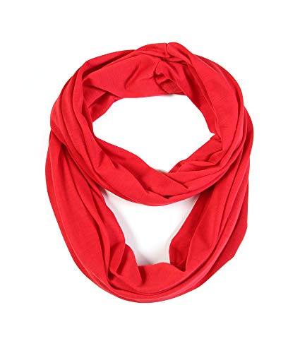 Super Soft Cotton Blend Lightweight Solid Color Multi Loop Infinity Scarves - color: Red