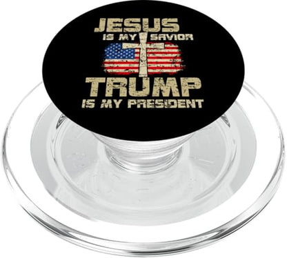 Jesus is My Savior Trump is My President for Men Women PopSockets PopGrip for MagSafe - style: Magnetic PopGrip