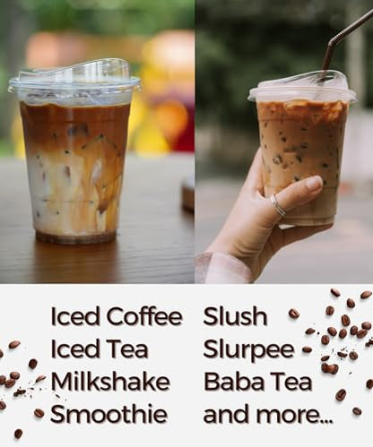 16 oz Clear Plastic Cups with Strawless-Sip-Lids, 25 Sets Disposable Cup Plastic Iced Coffee Cups, To Go Cup with Sip Through Lids for Smoothie, Milkshake, Cold Drinks for Party, Wedding, Event - size: 16 oz Regular