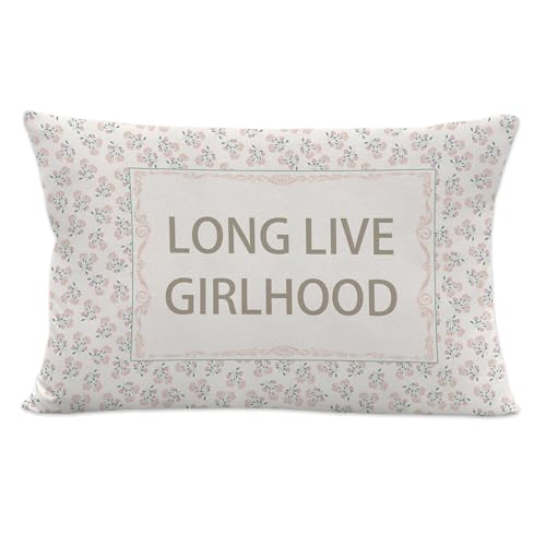 Long Live Girlhood Throw Pillow Cover 12x20 Inches, Baby Girl Nursery Decor, Floral Girl Nursery Decorative Pillowcase Cushion Case for Baby Little Girls Room Bedroom Decor Pillow Cover - color: Long Live