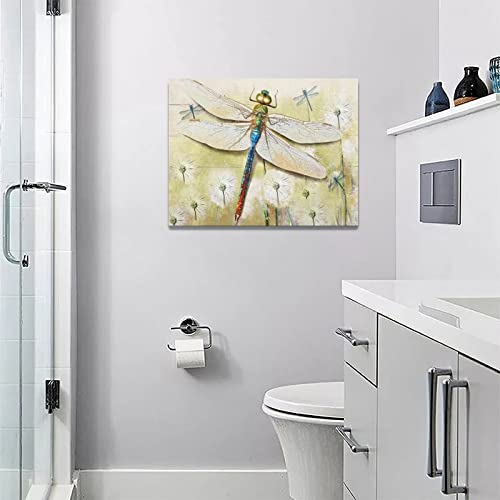 dollffey Dragonfly Wall Art Dragonfly Dandelion Pictures Wall Decor Canvas Prints Framed Modern Painting Artwork Dragonfly Gifts for Girl Women Bathroom Bedroom Kitchen Dining Room Office 16"x12" - color: Dragonfly-3, size: 16"L x 12"W