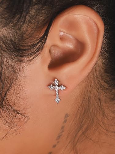 Sacina Dainty Cross Stud Earrings, Cross Earrings for Women, Gothic Earrings, Grunge Earrings, Y2k Earrings, Christmas Jewelry Gift for Women