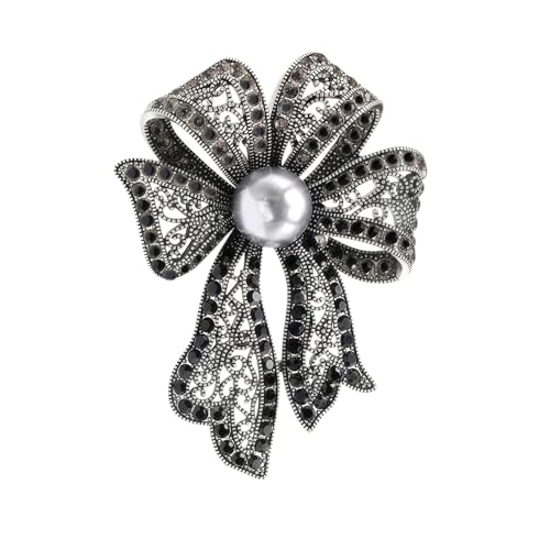 Brooch Pins For Women Fashion Elegant Brooches Lapel Badges Coat Sweater Scarves Shawl Dress Accessory Wedding Party Prom Jewelry - color: Black - Bow Style 1
