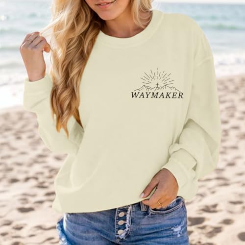 Pairxily Womens Christian Sweatshirt Inspirational Religious Faith Sweatshirts Graphic Crewneck Long Sleeve Shirts - color: Apricot, size: Large