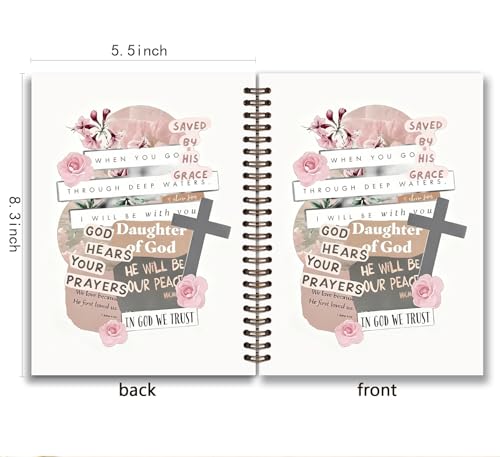 Bible floral Journal for Women,Christian Prayer Journal Pink Notebook Gifts for Teen Girls Kids,Bible Study Supplies, Cute Church Faith Journaling Hardcover Spiral Notebook 5.5x8.3 - color: flower 1
