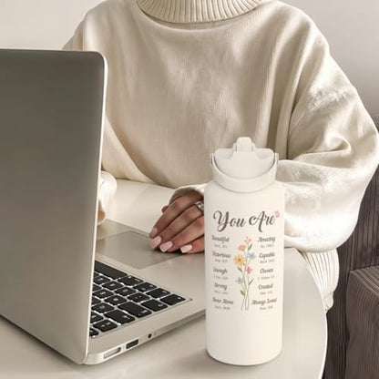 Christian Gifts for Women, Inspiration Water Bottle 32oz Stainless Steel Insulated with Lid, Religious Gifts for Mom Friends Ladies on Birthday Mother's Day Christmas - color: Christian 2