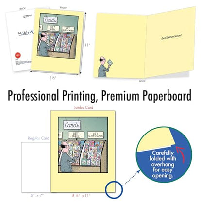 NobleWorks Jumbo Get Well Greeting Card w/Envelope Cartoon Humor J9745 - style: Get Well