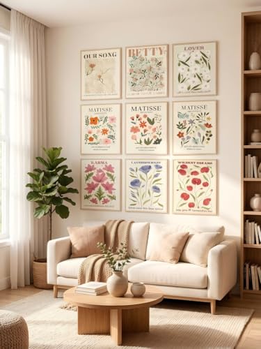 LBTZEVIR Matisse Floral Wall Art Prints, Set of 9, Unframed, 8x10 in - color: flowers