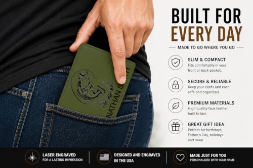 LaserGram Personalized Wallet, Christian Cross (Camo Green) - color: Camo Green