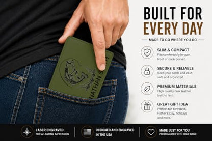 LaserGram Personalized Wallet, Christian Cross (Camo Green) - color: Camo Green