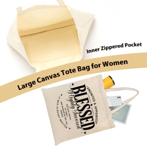 Faith Canvas Tote Bag, Christian Gifts for Women Mama Sister Inspirational Bible Verse Birthday Christmas - color: Blessed Faith 876