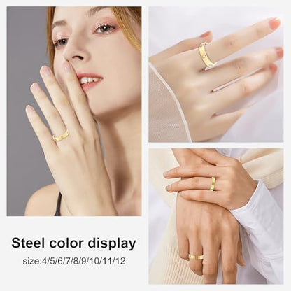 YCSLYW Ladies Stainless Steel Ring Love Friendship Ring Golden high polishing, low allergy Wedding Jewelry Valentine's Day Birthday Gift, 5-10 - color: Love Gold, size: 7