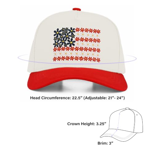 C.C Women's Criss-Cross Ponytail Trucker Hat - Snapback, One Size - color: Floral Flag-red