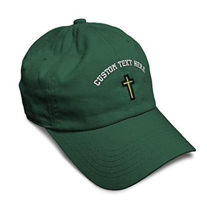 Soft Baseball Hat Embroidered Dad Hat Chaplain Cross Jesus God Christian Faith Men & Ladies Baseball Cap - color: Forest Green Personalized Text Here