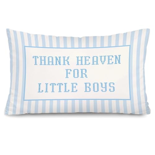 Blue Heaven for Little Boys 12x20 Pillow Cover Newborn Gifts - color: Thank Heaven for Little Boys-b-12x20