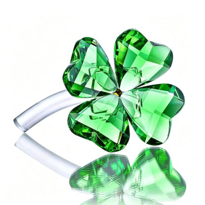 4'' Crystal Four Leaf Clover Figurine Collectibles St Patricks Day Decor - style: Four Leaf Clover