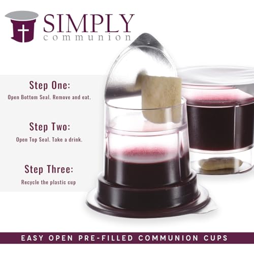 Simply Communion Prefilled Communion Cups 1600 Count | Concord Grape Juice & Bread | Tray & Seatback Pew Compatible | Easy-Open - size: 1,600 - Box