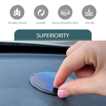 5 PCS Car Round Anti-slip Mat, 3.1" Silicone Storage Mat for Car Ornament Mobile Phone GPS Keys Glasses, Reusable Self-adhesive Dashboard Pad, Multi-function Sticky Fixing Pad (Black)