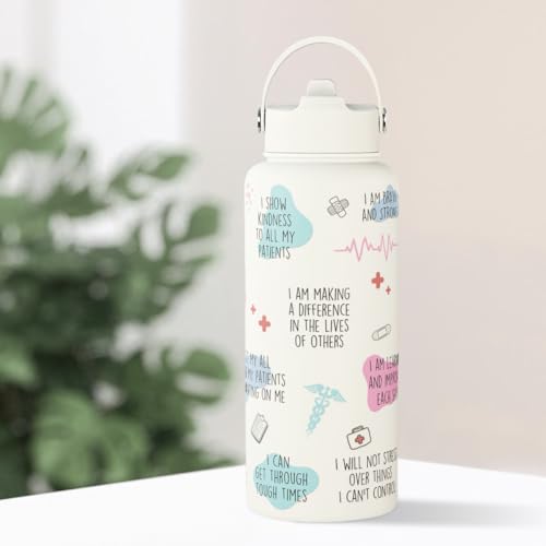 Nurse Water Bottle 32oz Stainless Steel Insulated with Lid, Nurse Gifts for Female Nurses, Medical Staff Inspiration Gifts for Nursing Students, Graduation Christmas Birthday Nurse Week - color: Nurse 1