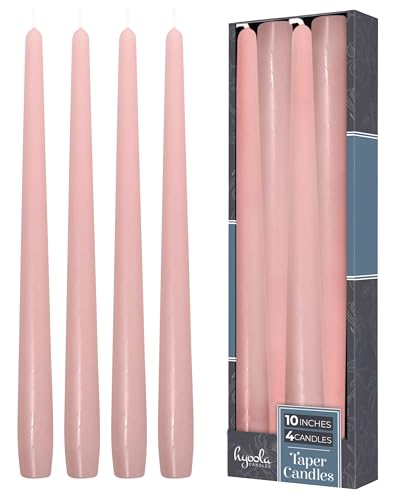 Hyoola Tall Taper Candles - 10 Inch Light Pink Unscented Dripless Taper Candles - 8 Hour Burn Time - 4 Pack - color: Light Pink, size: 10 Inch