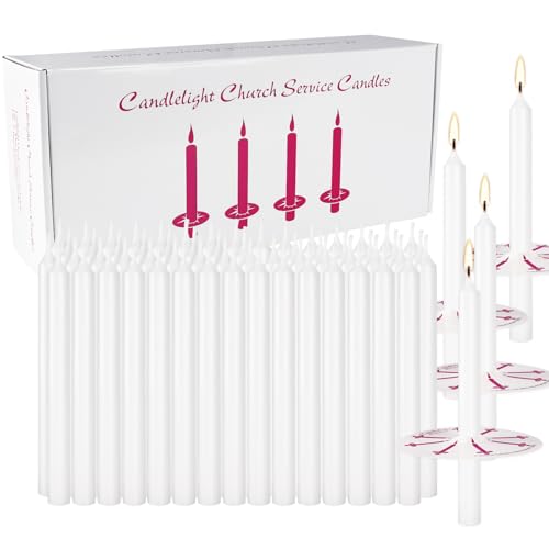 200 Pack 4 Inch White Church Taper Candles with Drip Protectors - color: white-4"200pcs
