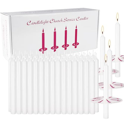 200 Pack 4 Inch White Church Taper Candles with Drip Protectors - color: white-4"200pcs