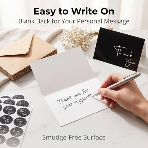100 Pack Thank You Cards with Envelopes & Stickers - Thank You Notes - color: Black