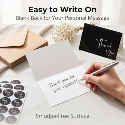 100 Pack Thank You Cards with Envelopes & Stickers - Thank You Notes - color: Black