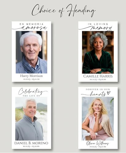 Funeral Memorial Prayer Cards, Double-Sided, Photo Personalized with Prayer, Poem, Memory Card, Celebration of Life Bereavement Poems, Comfort, Remembrance, Sympathy, Funeral Favors
