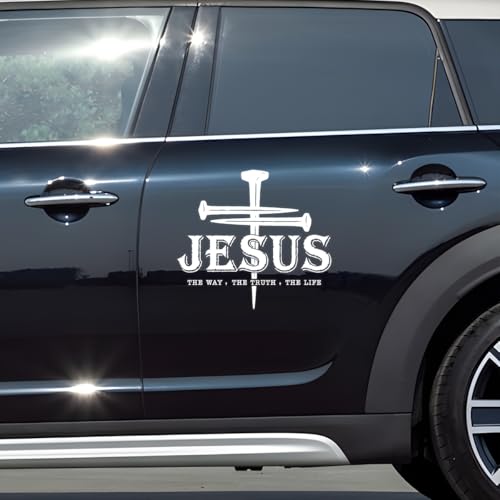 Premium Jesus The Way The Truth The Life Car Decal – Premium Christian Cross Sticker, Faith Vinyl Decal for Car, Truck, Laptop, Christian Gift (Size 9x9 inches) - size: Size 9x9 inches