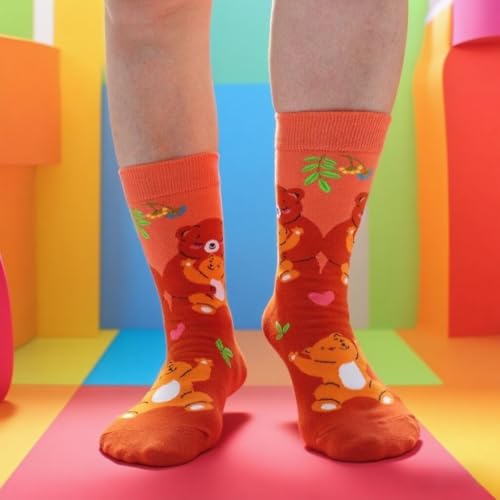 Womens Animal Socks Size 9-11, Cute Funny Fun Crazy Novelty Colorful Calf Girls Crew Socks - color: Ns-03