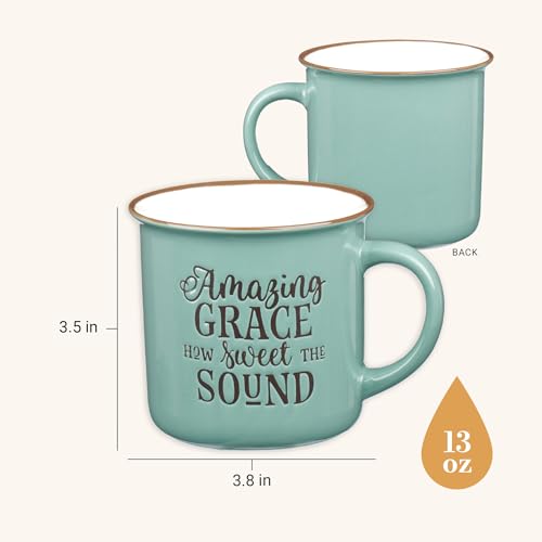 Christian Art Gifts Mint Green Camp Style Amazing Grace Ceramic Coffee Mug - style: Amazing Grace