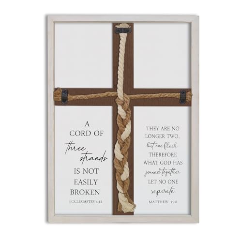 Cord of Three Strands Wedding Unity Sign Framed 22x16 Inch White - color: White, size: 22"L x 16"W