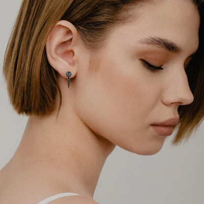 Black Dangle Drop Earrings 925 Sterling Silver Turquoise Earrings Jewelry Gifts for Women Men - style: Spike-B