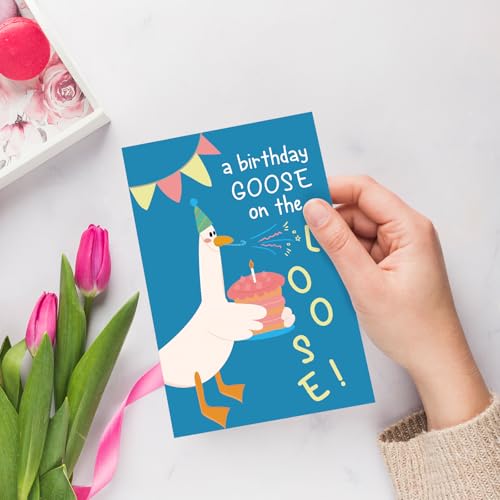 Chenive Funny Silly Goose Birthday Card for Men Women, Cute Birthday Card for Friends Family Kids and Goose Lover, Hilarious Bday Gifts for Daughter Son Sister Brother - color: Silly Goose Birthday