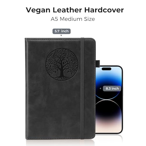 BIYUNRO Leather Journal, Writing Notebook for Women Men - color: Black