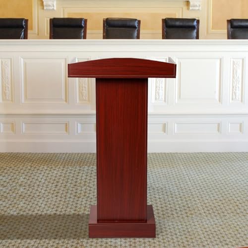 Podium Stand for Lectern Presentation Church Classroom, Pulpit with Wooden Heavy Base, Podium for Lecture, Wedding Speech - color: Reddish Brown-classic