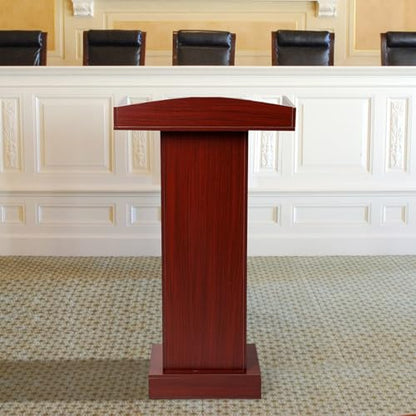 Podium Stand for Lectern Presentation Church Classroom, Pulpit with Wooden Heavy Base, Podium for Lecture, Wedding Speech - color: Reddish Brown-classic