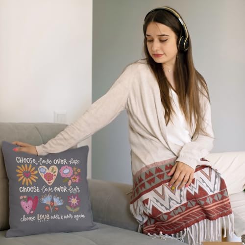 QIYUHOY Boho Floral Heart Affirmations Throw Pillow Covers, 18x18 Inch - color: 003-motivational