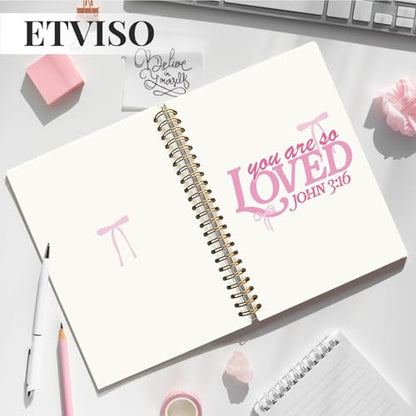 Coquette Pink Bow Christian Notebook, John 3:16 Bible Journaling, Religious Prayer Journal for Woman, Church Notes Notebook, Scripture Hardcover Spiral Notebooks 5.5x8.3 Inch - color: 05-Bible(04)
