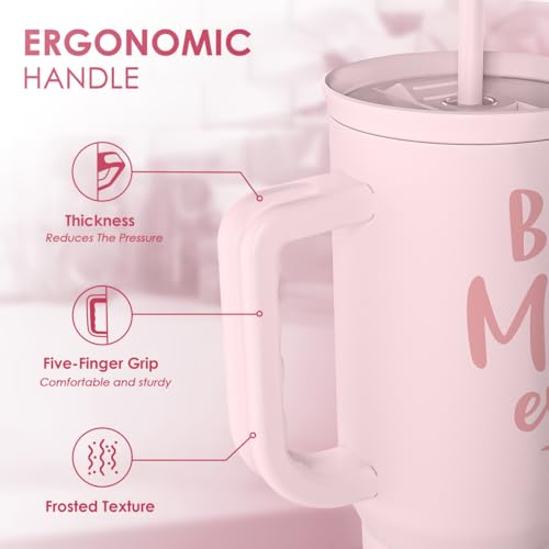 SANDJEST Gift for Mom - Best Mom Stainless Steel Tumbler with Handle, Travel Coffee Mug for Moms - Gifts for Birthday Christmas Mothers Day, 40oz - color: Mom 4