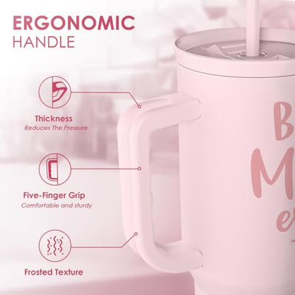 SANDJEST Gift for Mom - Best Mom Stainless Steel Tumbler with Handle, Travel Coffee Mug for Moms - Gifts for Birthday Christmas Mothers Day, 40oz - color: Mom 4