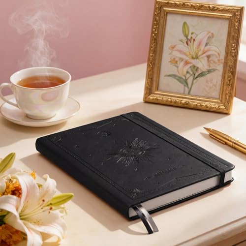 EMSHOI Dotted Journal Notebook, 192 Pages, A5 Size (5.7'' x 8.3'') - color: Black, style: Dotted