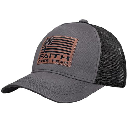 Christian Hats for Men Women, Faith Over Fear Hat - color: Faith Gray