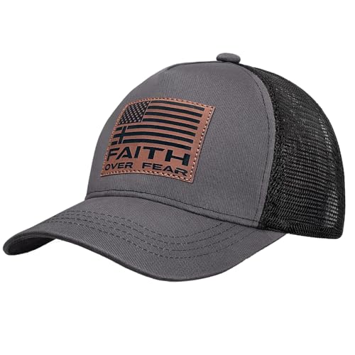 Christian Hats for Men Women, Faith Over Fear Hat - color: Faith Gray