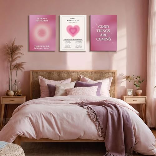 NCCXNCC Pink Gradient Halo Angel Digital Canvas Wall Art 12x16 Inch Frame - color: Pink Affirmations, size: 16×24inch