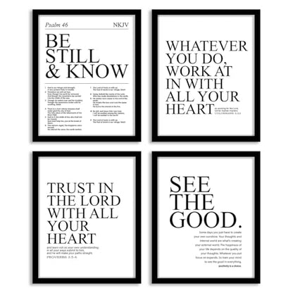 WEFKODO Bible Verse Christian Office Pictures Wall Decor Posters Prints - color: be still