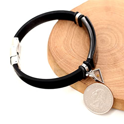 Men's Motivational Black Silicone Bracelet Mountain Mustard Seed Faith Cuff Wristband Bible Verse Quote Jewelry Y2003 (Triangle)