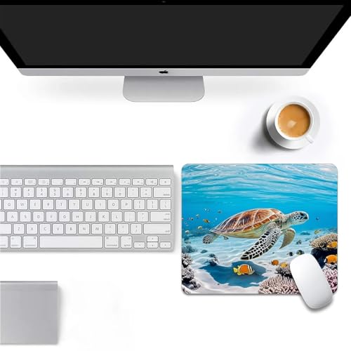 Square Mouse Pad Sea Turtle, Personalized Premium-Textured Custom Mouse Mat Design, Washable Mousepad Cloth, Non-Slip Rubber Base Computer Mouse Pads for Wireless Mouse - color: S3039 Sea Turtle